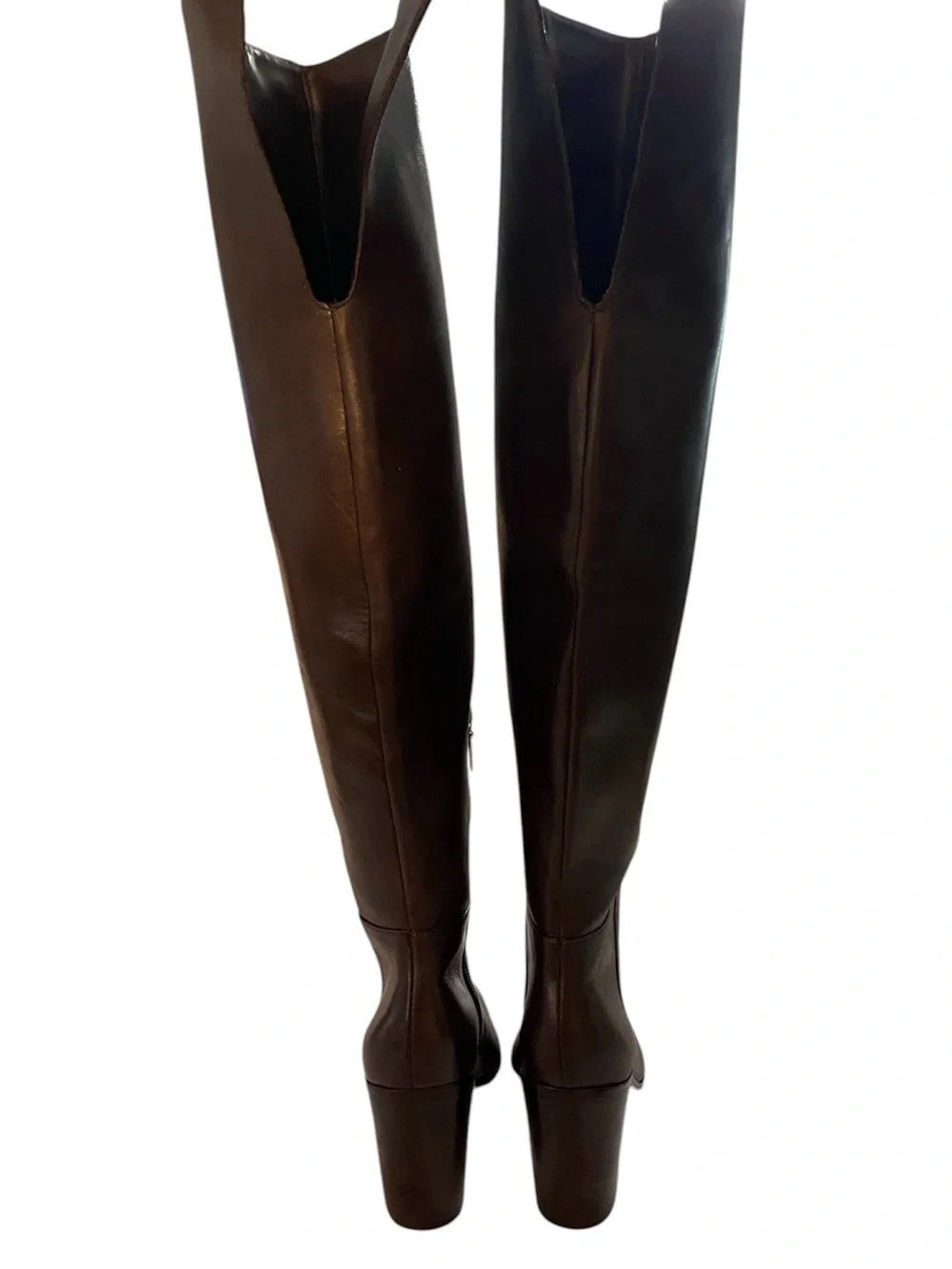 New Shutz Mikki Brown Leather Over the Knee Boots Size 7 Party Office Siren